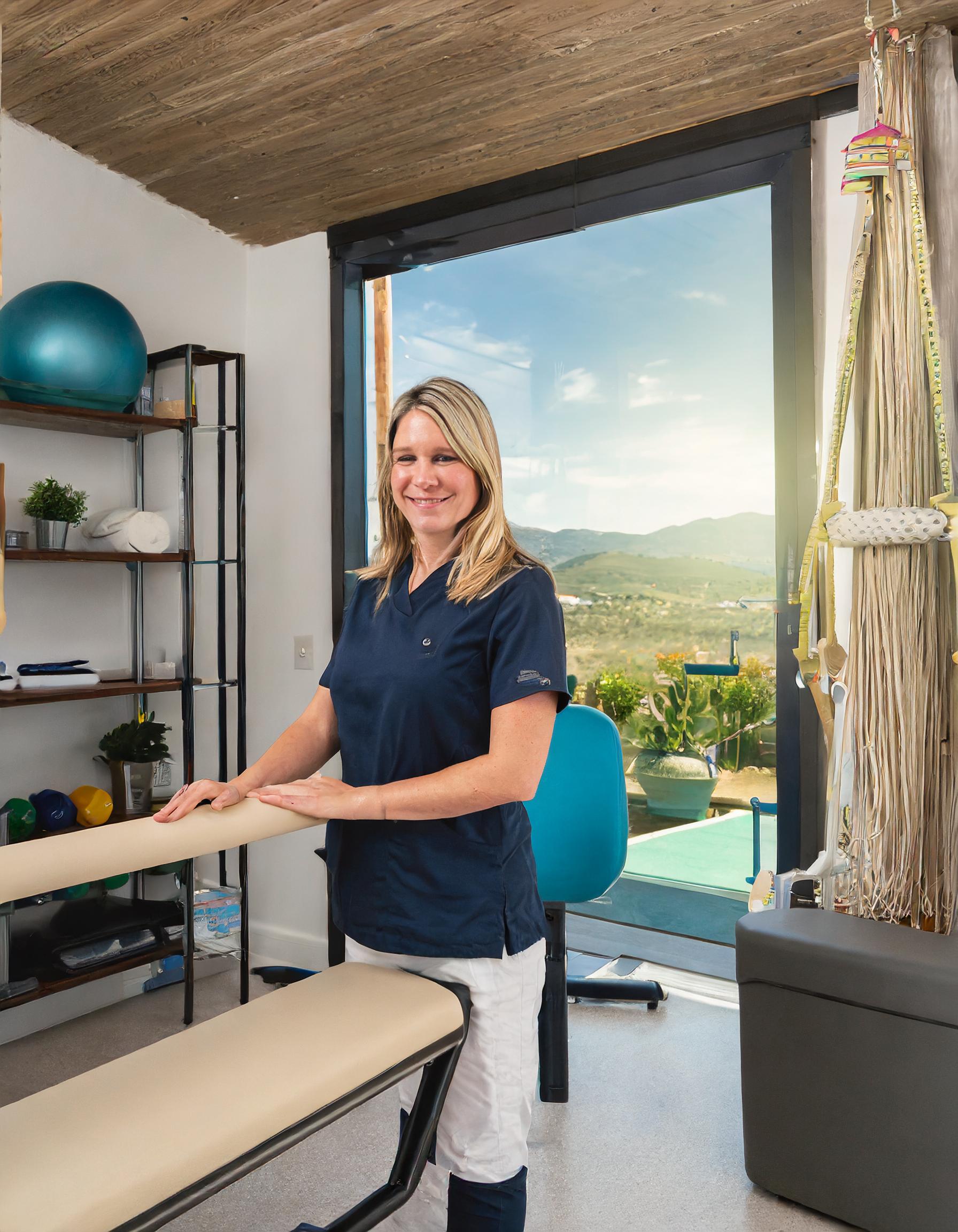 Freundliche Pilates-Trainerin, die eine Gruppe durch eine Übung leitet